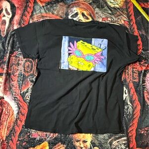 SpongeBob Squarepants Black Tee with Yellow and Pink Graphic